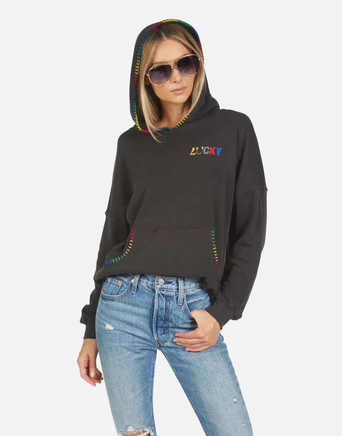Raya Lucky Happy Face Onyx Women Lauren Moshi Hoodies