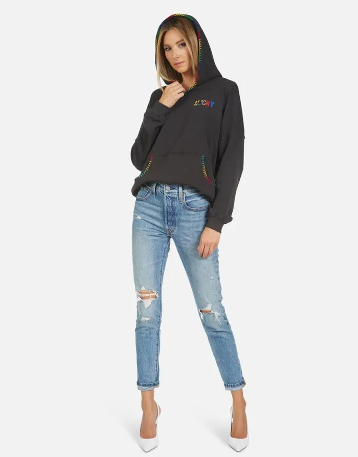 Raya Lucky Happy Face Onyx Women Lauren Moshi Hoodies