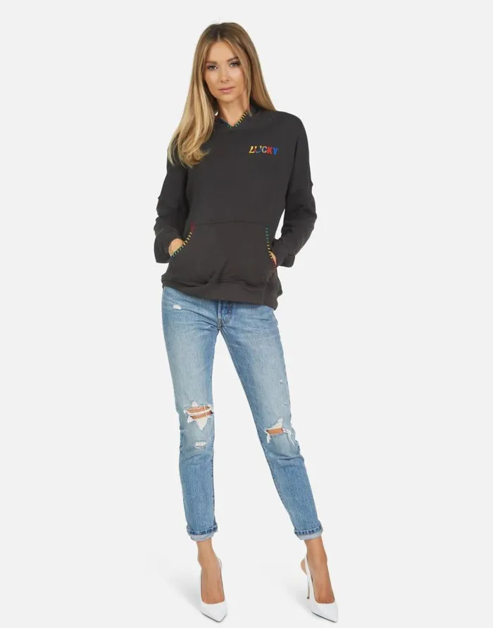 Raya Lucky Happy Face Onyx Women Lauren Moshi Hoodies