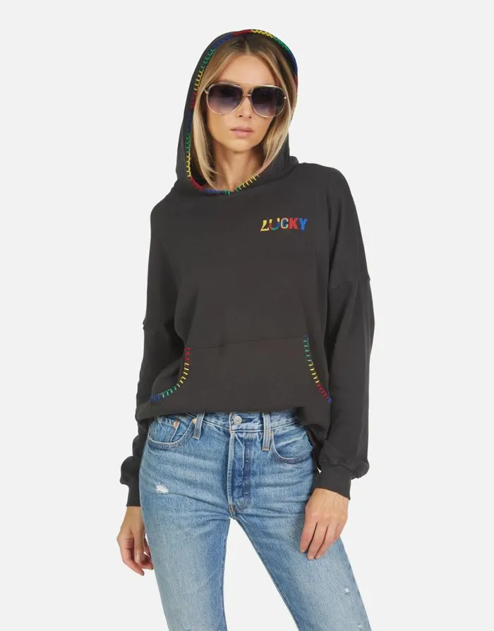 Raya Lucky Happy Face Onyx Women Lauren Moshi Hoodies