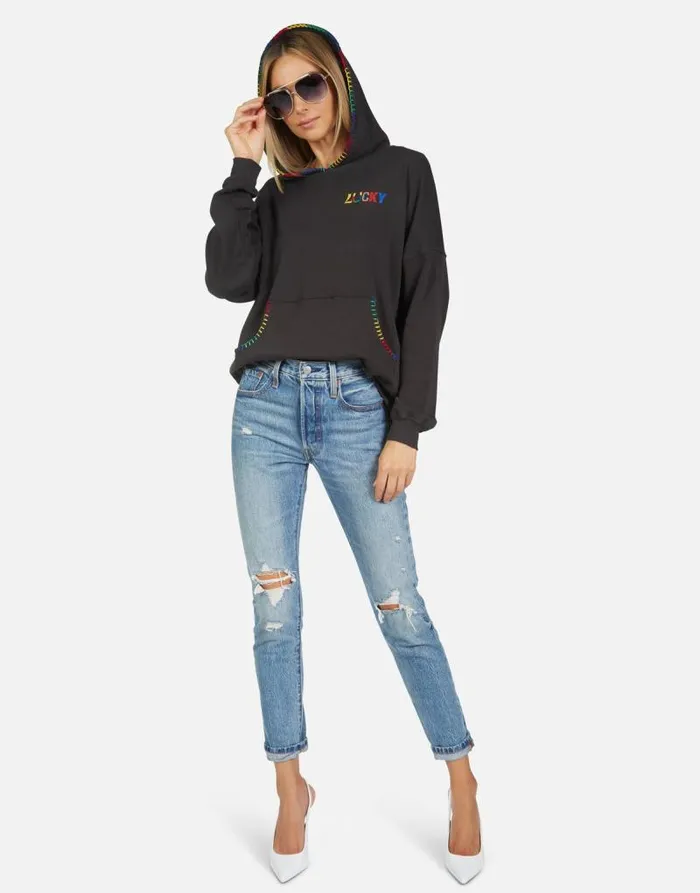 Raya Lucky Happy Face Onyx Women Lauren Moshi Hoodies