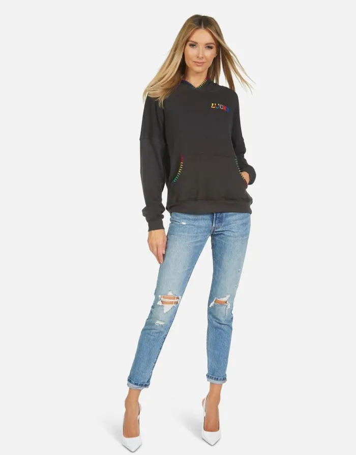 Raya Lucky Happy Face Onyx Women Lauren Moshi Hoodies