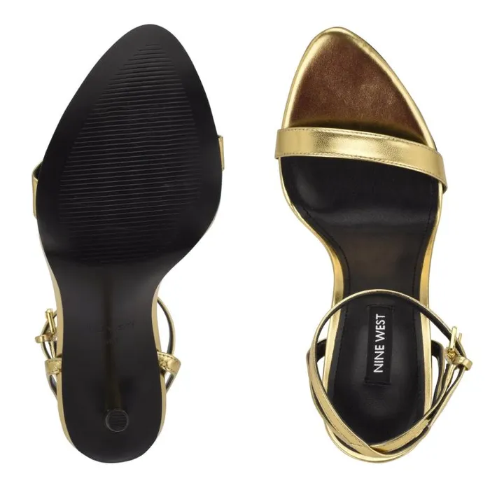 Reina Ankle Strap Sandals Gold Women Nine West Sandals
