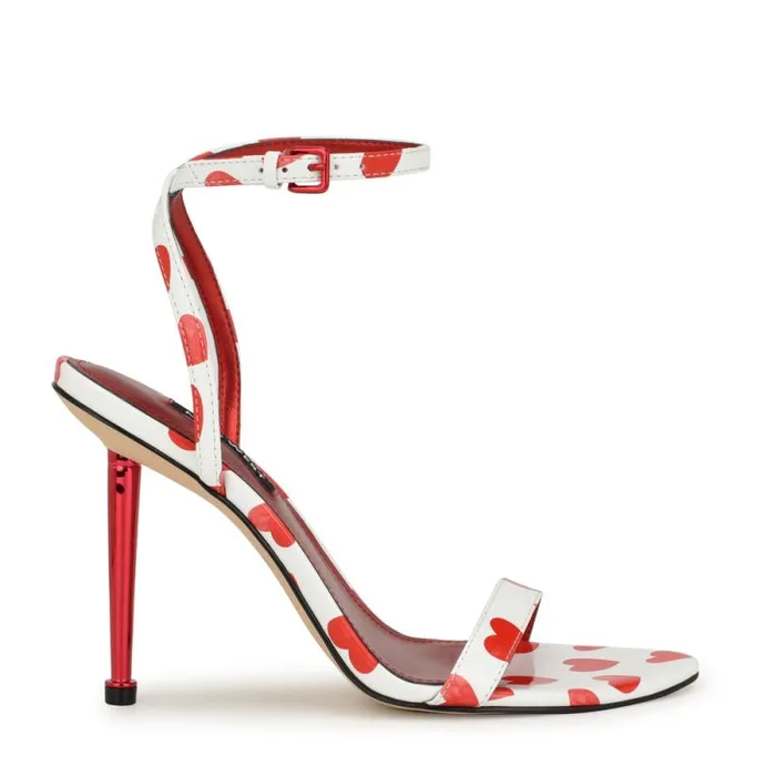 Reina Ankle Strap Sandals Valentine Heart Print Women Nine West Sandals