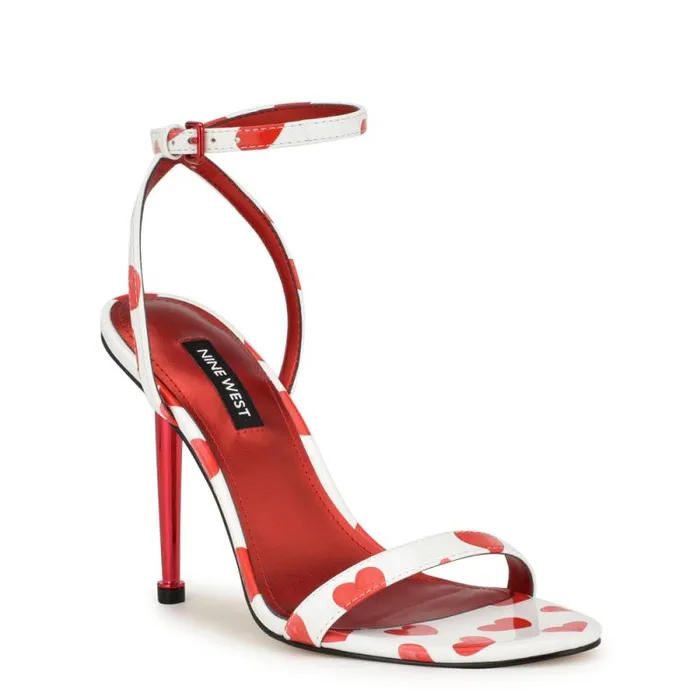 Reina Ankle Strap Sandals Valentine Heart Print Women Nine West Sandals