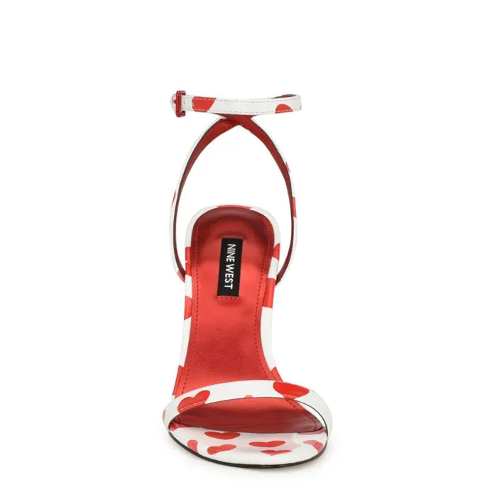 Reina Ankle Strap Sandals Valentine Heart Print Women Nine West Sandals
