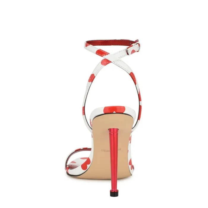 Reina Ankle Strap Sandals Valentine Heart Print Women Nine West Sandals