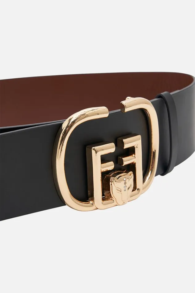 REVERSIBLE BUCKLE BELT SOLID BLACK Solid Black WomensMens Camilla Belts