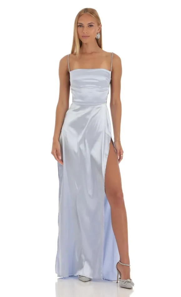 Rhinestone Maxi Dress Blue Women LUCY IN THE SKY Maxi Dresses