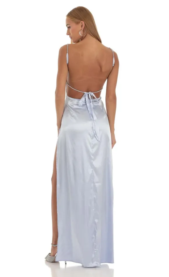 Rhinestone Maxi Dress Blue Women LUCY IN THE SKY Maxi Dresses Rhinestone Maxi Dress Blue Women LUCY IN THE SKY Maxi Dresses