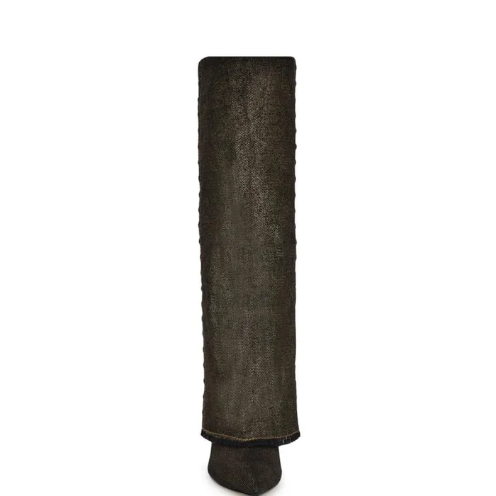 Rhoree Knee High Dress Boots Gold Metallic Denim Women Nine West Boots and Booties