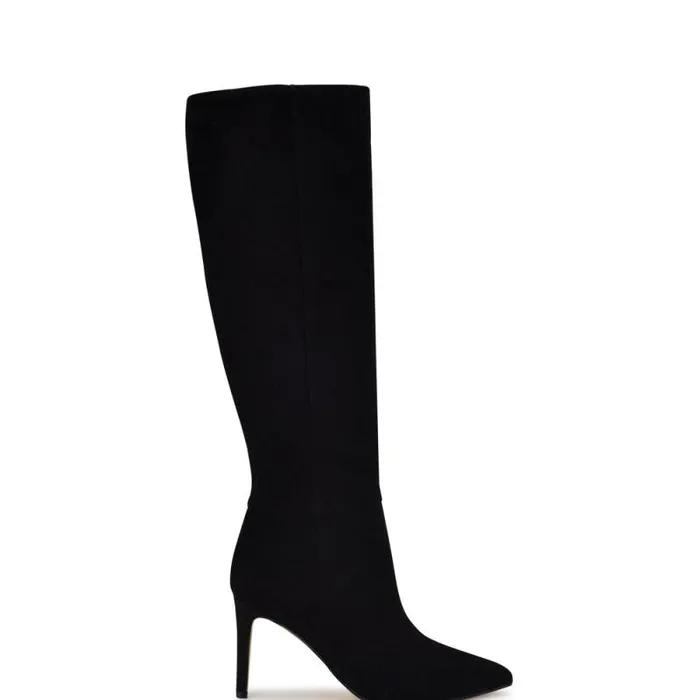 Richy Heeled Boots Black Suede Women Nine West Boots and Booties