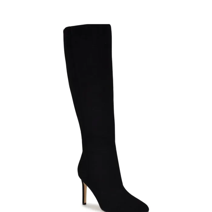 Richy Heeled Boots Black Suede Women Nine West Boots and Booties