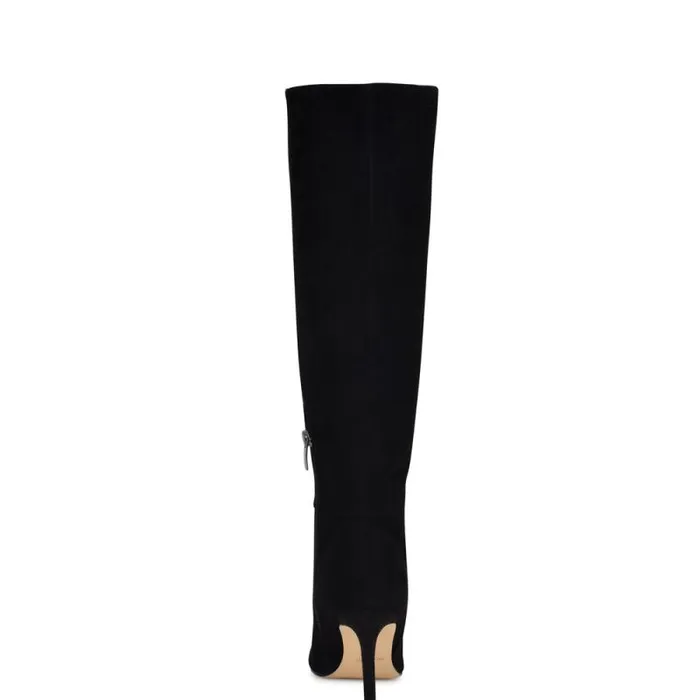 Richy Heeled Boots Black Suede Women Nine West Boots and Booties