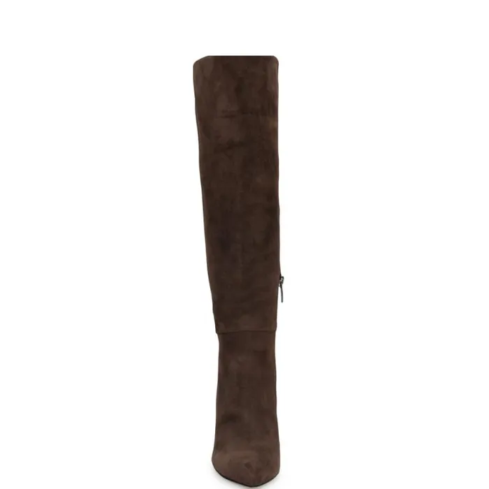 Richy Heeled Boots Dark Brown Suede Women Nine West Heels