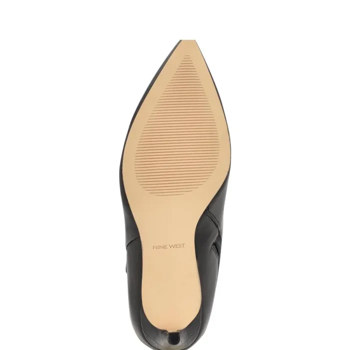 Richy Wide Calf Heeled Boots Black Leather Women Nine West Heels
