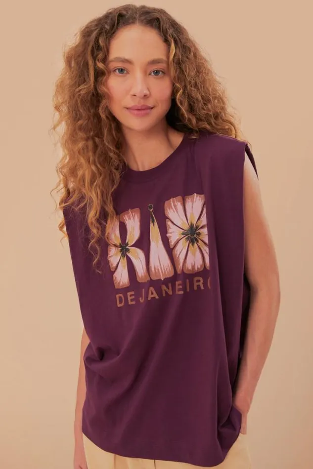 Rio De Janeiro Shoulder Pad Organic Cotton TShirt Women FARM Rio Gifts