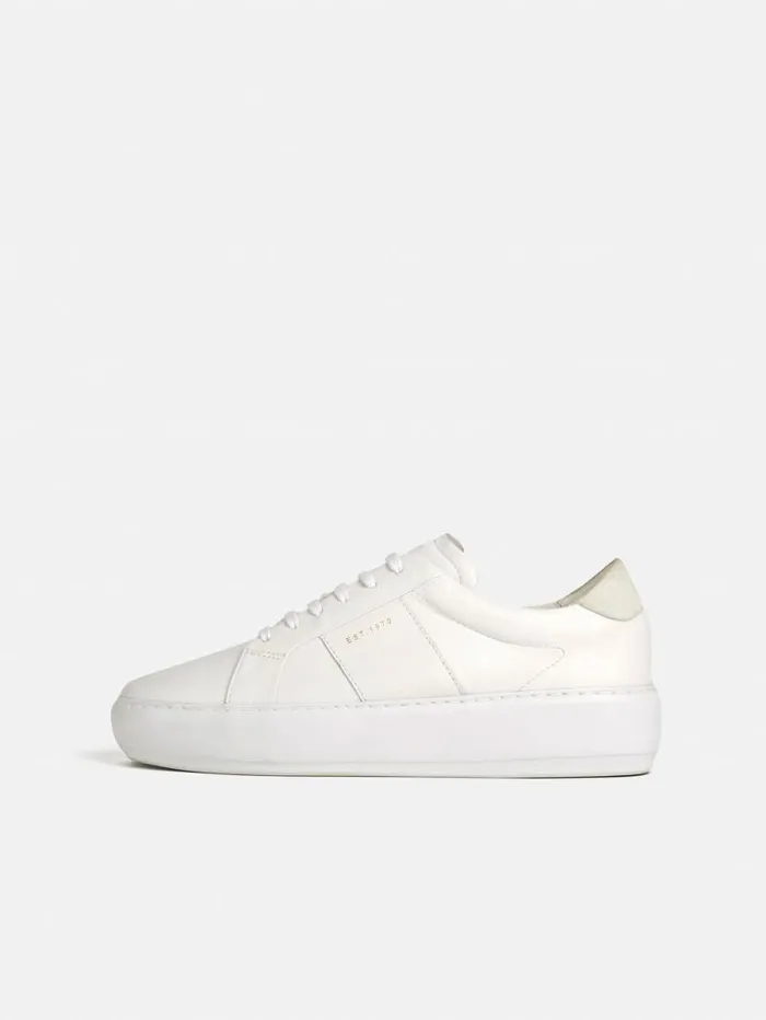 Riva Leather Platform Trainer White Women Jigsaw Flats