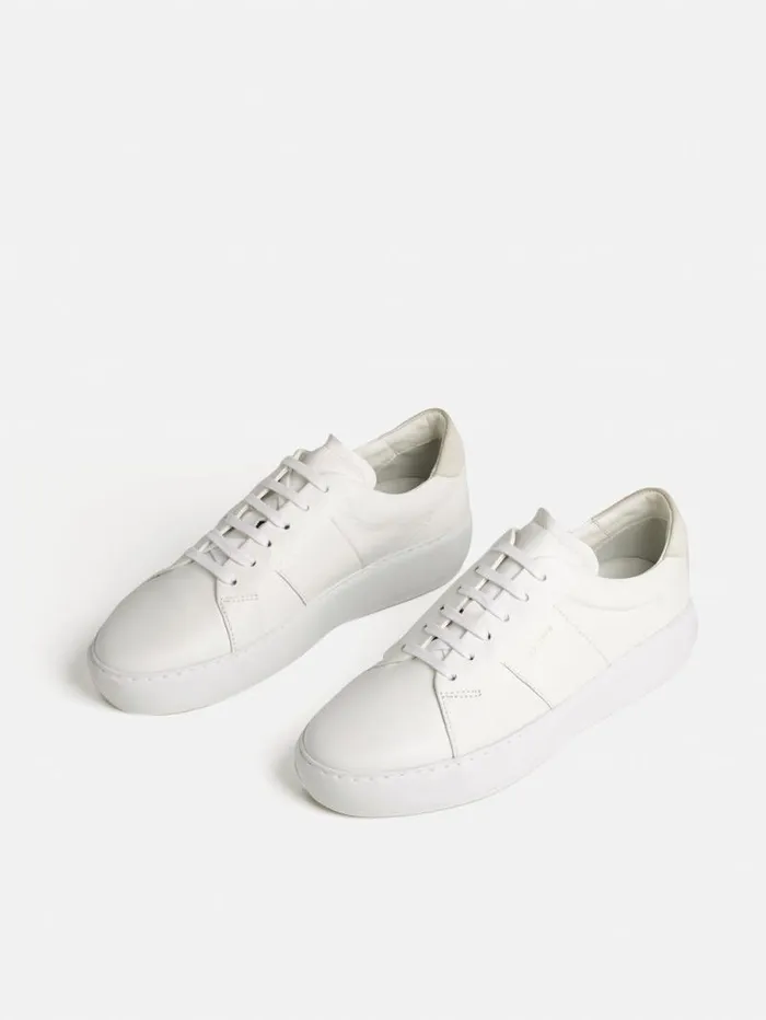 Riva Leather Platform Trainer White Women Jigsaw Flats