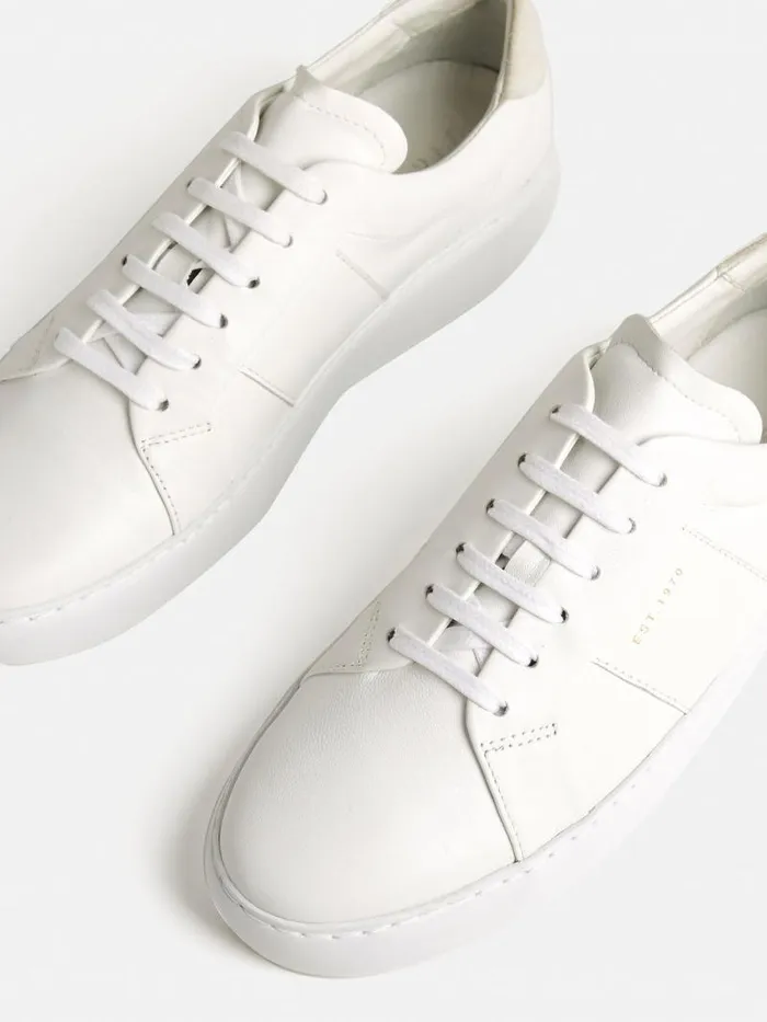 Riva Leather Platform Trainer White Women Jigsaw Flats