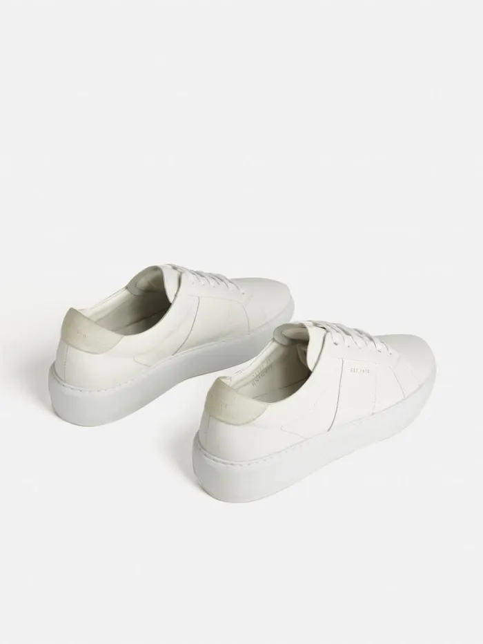 Riva Leather Platform Trainer White Women Jigsaw Flats