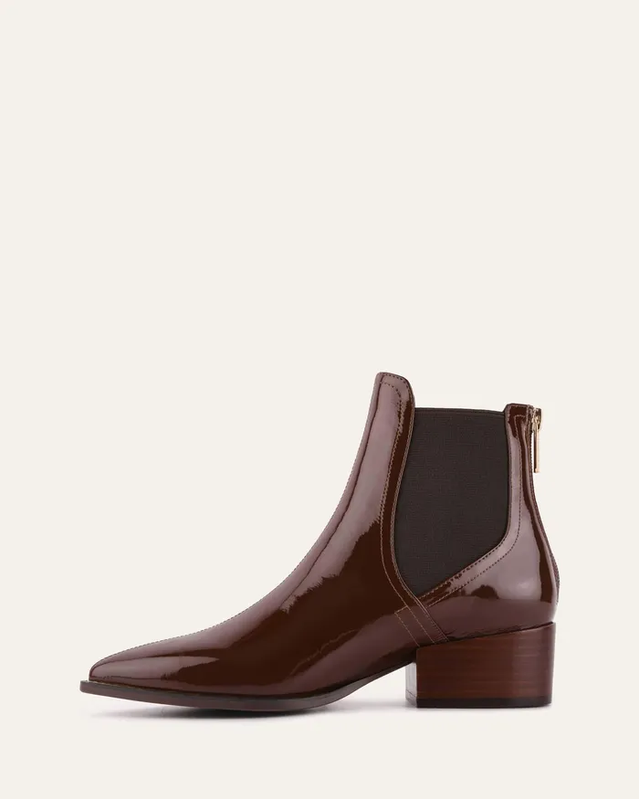 River flat ankle boots dark choc crinkle patent FLAT BOOTS jomercer Women River flat ankle boots dark choc crinkle patent FLAT BOOTS jomercer Women