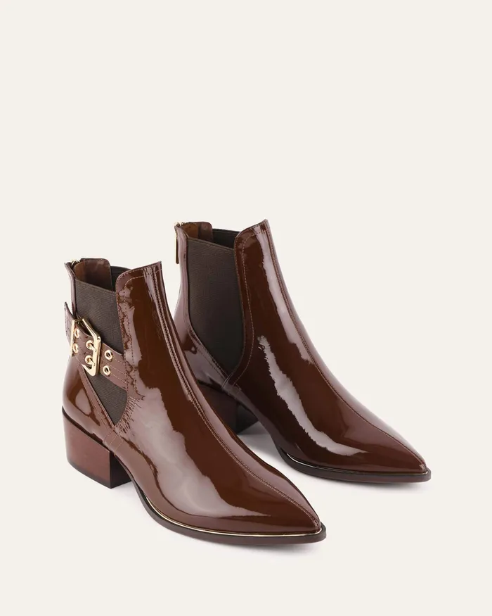 River flat ankle boots dark choc crinkle patent FLAT BOOTS jomercer Women River flat ankle boots dark choc crinkle patent FLAT BOOTS jomercer Women