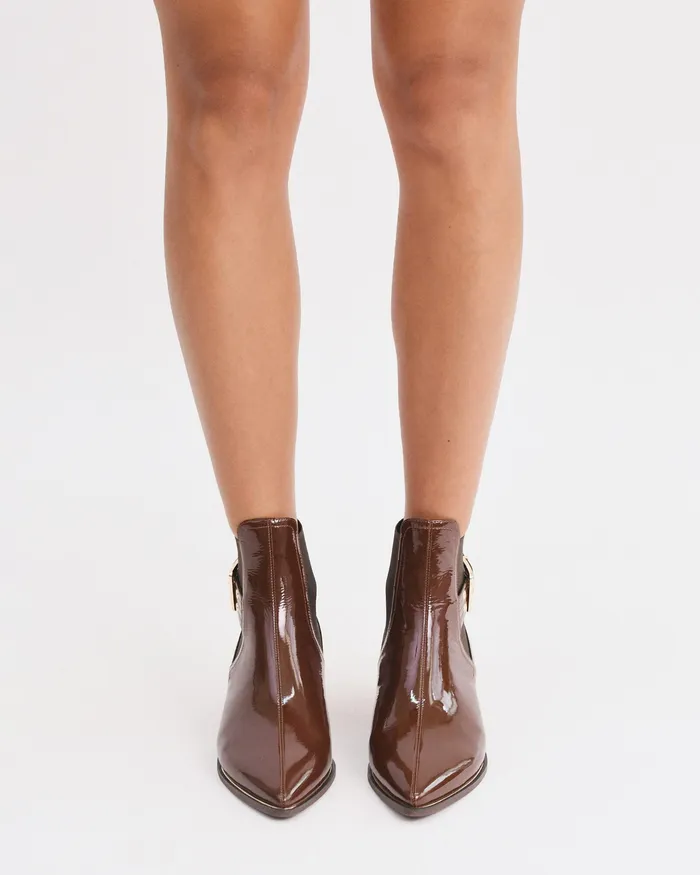 River flat ankle boots dark choc crinkle patent FLAT BOOTS jomercer Women River flat ankle boots dark choc crinkle patent FLAT BOOTS jomercer Women