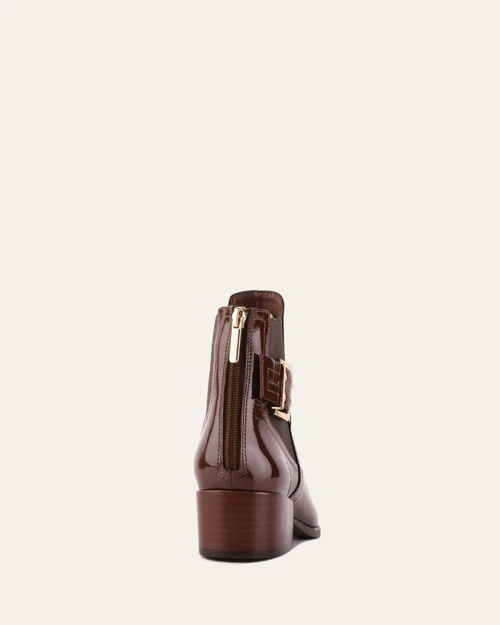River flat ankle boots dark choc crinkle patent FLAT BOOTS jomercer Women River flat ankle boots dark choc crinkle patent FLAT BOOTS jomercer Women