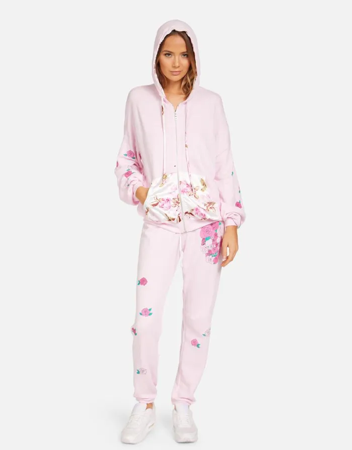Roma Pink Rose Skull Pretty Pink Women Lauren Moshi Hoodies