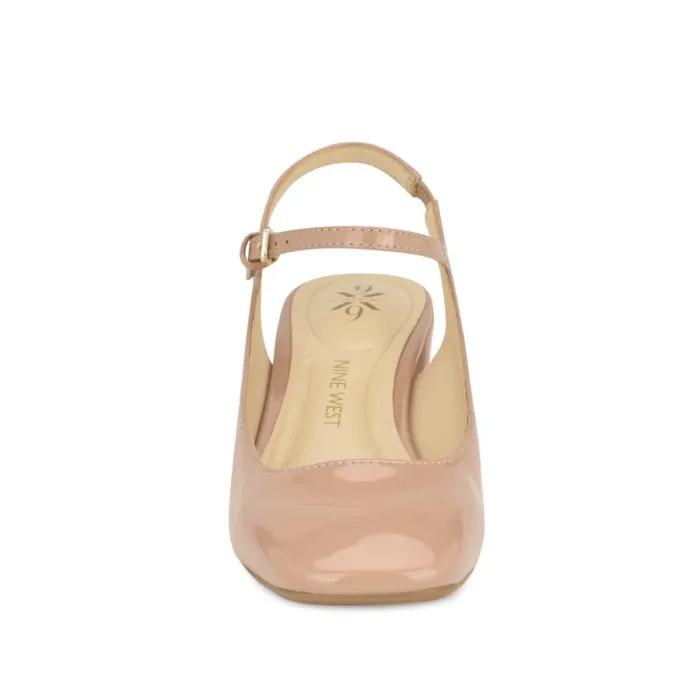 Roslin 92159 Block Heel Pumps Nude Patent Women Nine West Heels