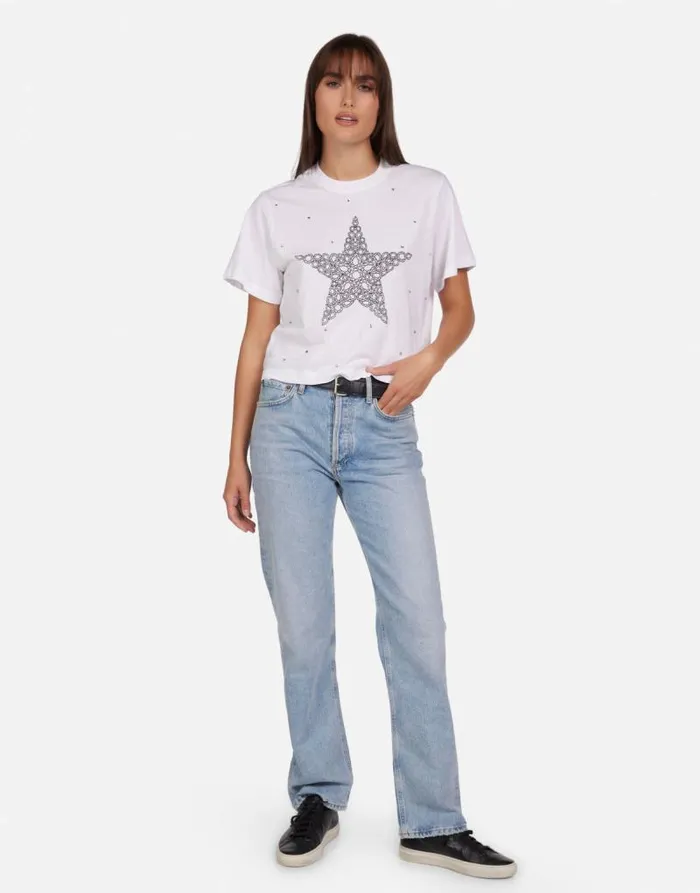 Rue Diamond Star White Women Lauren Moshi Short Sleeve