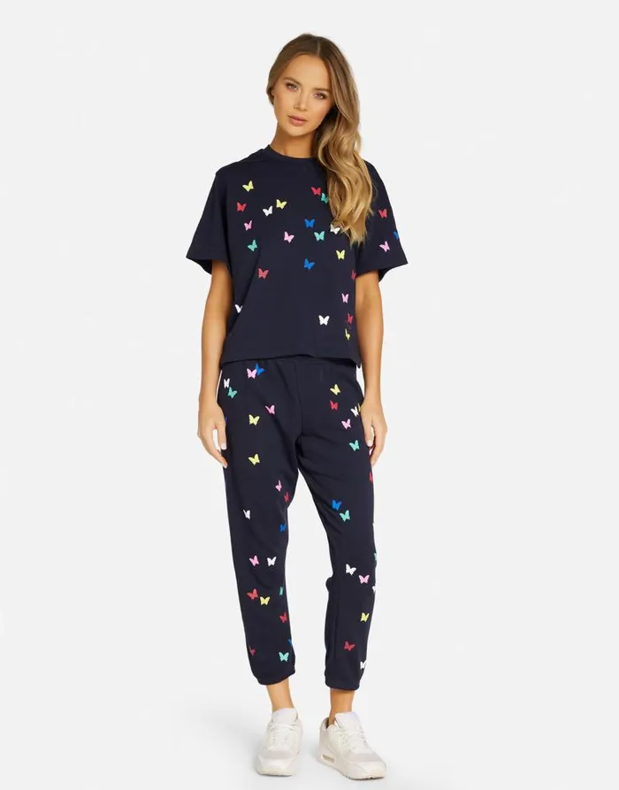 Rue Mini Butterflies Navy Women Lauren Moshi Short Sleeve