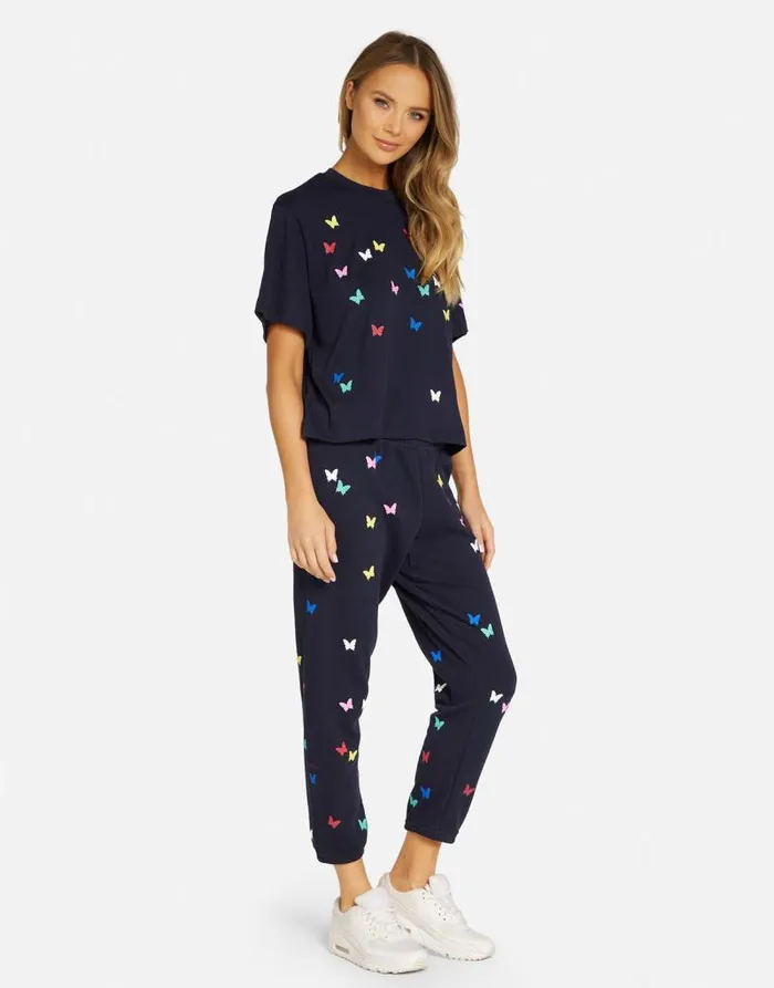 Rue Mini Butterflies Navy Women Lauren Moshi Short Sleeve
