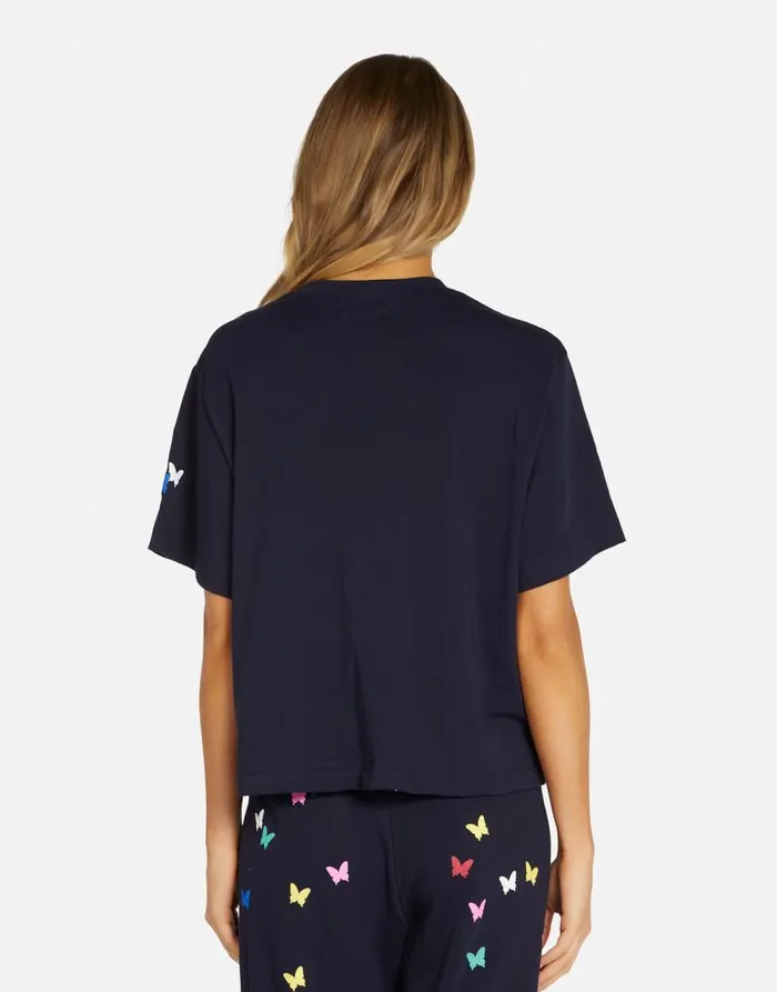 Rue Mini Butterflies Navy Women Lauren Moshi Short Sleeve