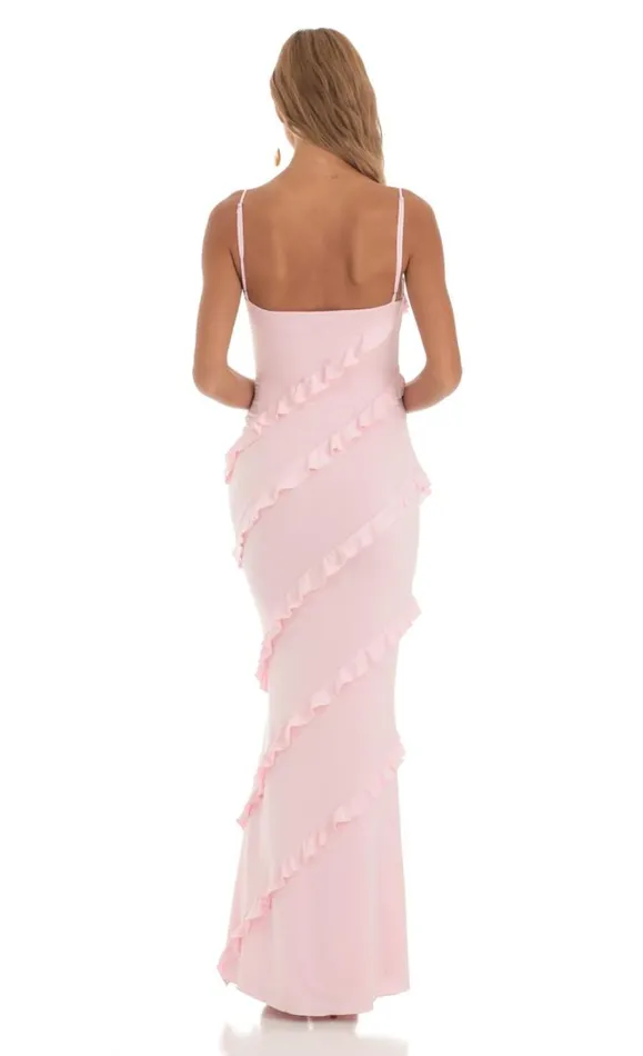 Ruffle Maxi Dress Pink Women LUCY IN THE SKY Maxi Dresses Ruffle Maxi Dress Pink Women LUCY IN THE SKY Maxi Dresses