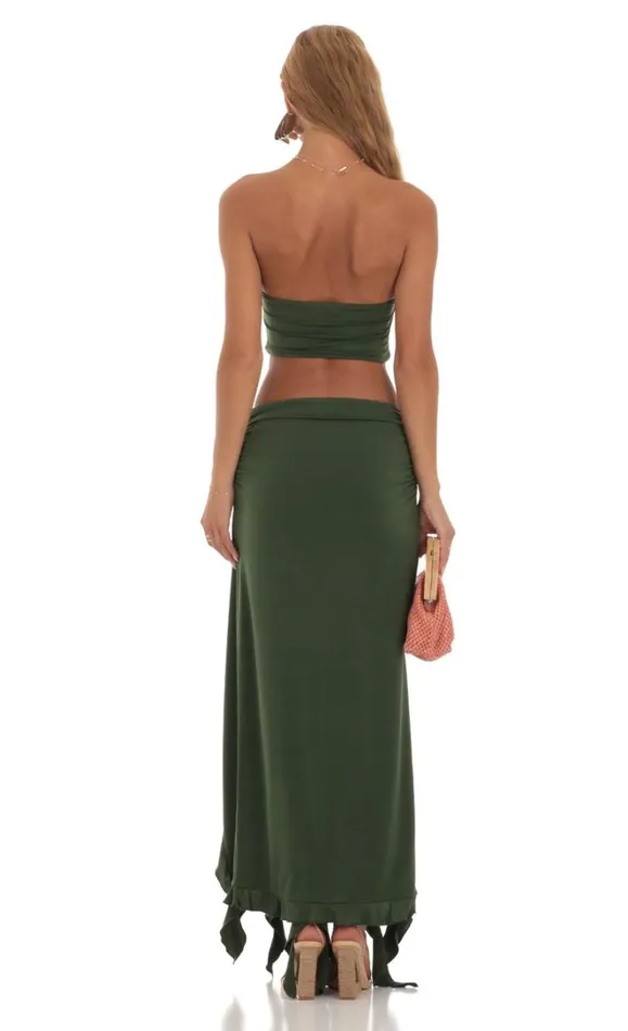 Ruffle Slit Two Piece Set Green Women LUCY IN THE SKY Skirts Ruffle Slit Two Piece Set Green Women LUCY IN THE SKY Skirts
