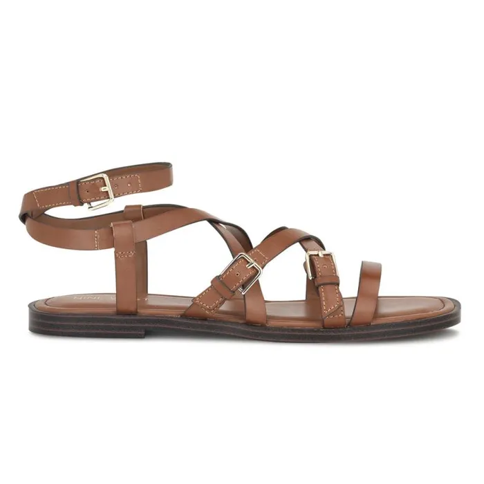 Rulen Flat Strappy Sandals Brown Women Nine West Sandals