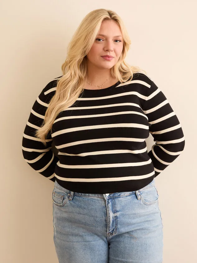 Russet Striped Crop Blackcream Women Altar039d State Sweaters Cardigans