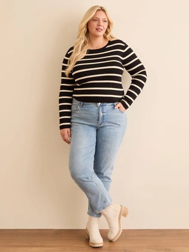 Russet Striped Crop Blackcream Women Altar039d State Sweaters Cardigans