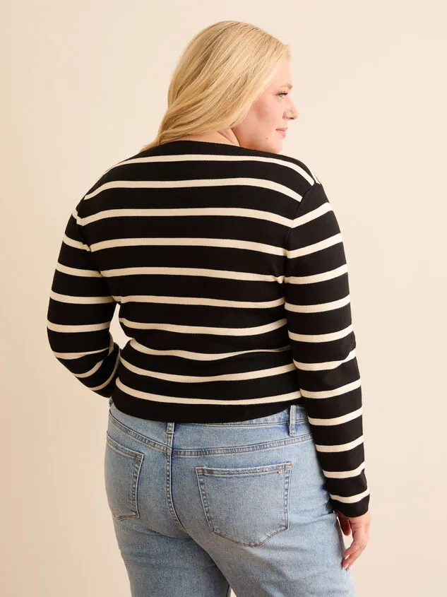 Russet Striped Crop Blackcream Women Altar039d State Sweaters Cardigans