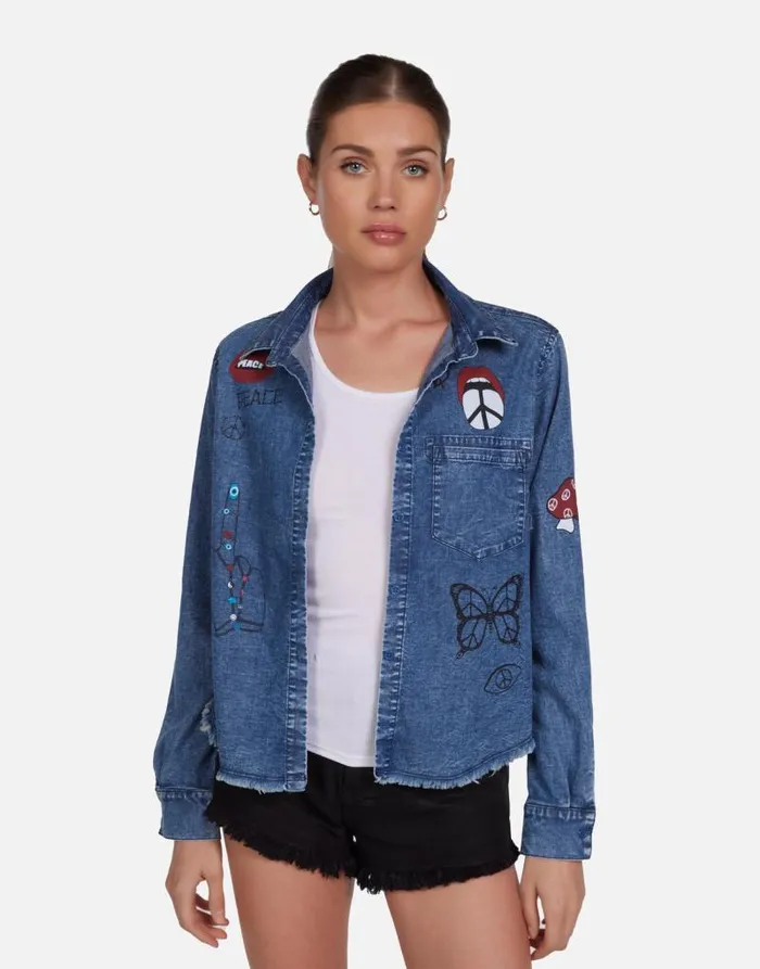 Saba Peace Elements Vintage Denim Women Lauren Moshi Long Sleeve
