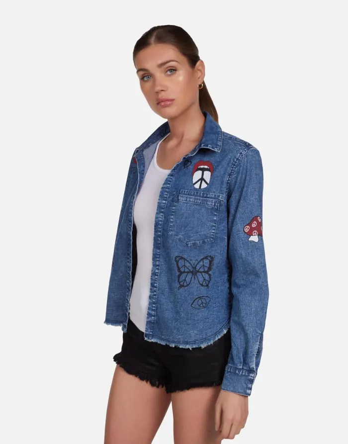 Saba Peace Elements Vintage Denim Women Lauren Moshi Long Sleeve