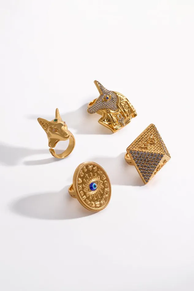 SACRED SYMBOLS PYRAMID RING GOLD Gold WomensMens Camilla Jewellery