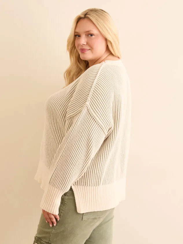 Sadie Ribbed Sweater Ivoryblue Women Altar039d State Sweaters Cardigans