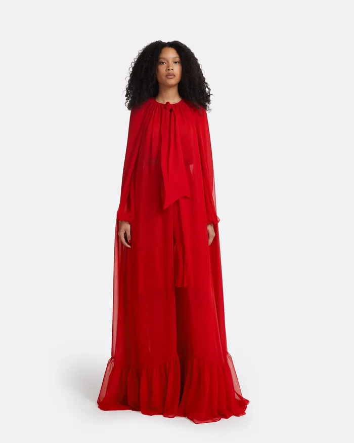 Safiyaa Affie Lacquer Red Cape Lacquer Red Women Capes and Harnesses
