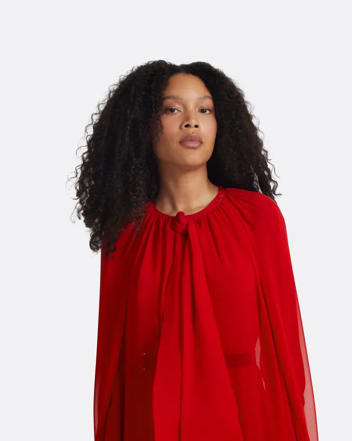 Safiyaa Affie Lacquer Red Cape Lacquer Red Women Capes and Harnesses