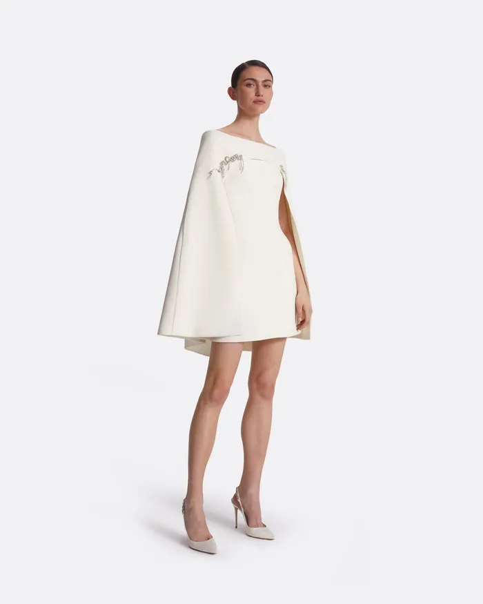 Safiyaa Capes and Harnesses Women Manorel Ivory Broken Jewellery Embroidered Harness and Rowan Dress Ivory
