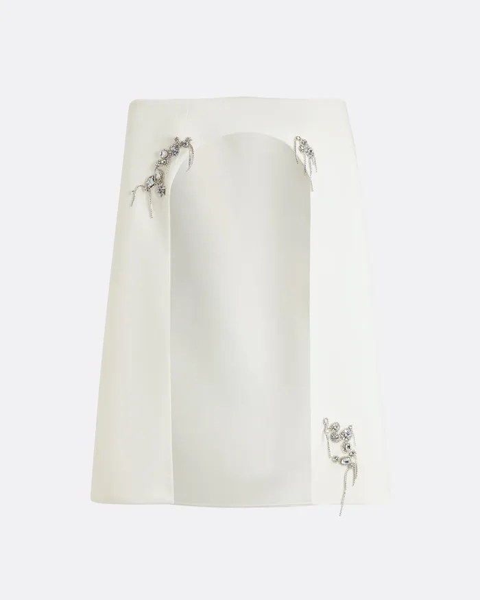 Safiyaa Capes and Harnesses Women Manorel Ivory Broken Jewellery Embroidered Harness and Rowan Dress Ivory
