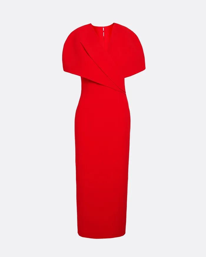 Safiyaa Dresses Women Flora Cherry Red Midi Dress Cherry Red